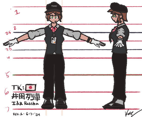 Character Concept Sheet for "Trackside Japan" (2024)